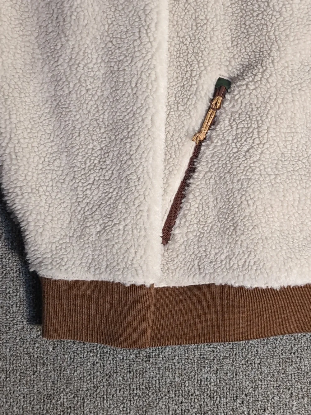 L.L.Bean High Pile Sherpa Fleece Jacket Size XXL-Tall in Beige/Green/Brown - Picture 7 of 14